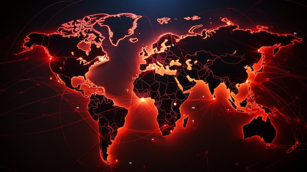 Violação de firewall de fraude cibernética visualizada em um mapa de rede