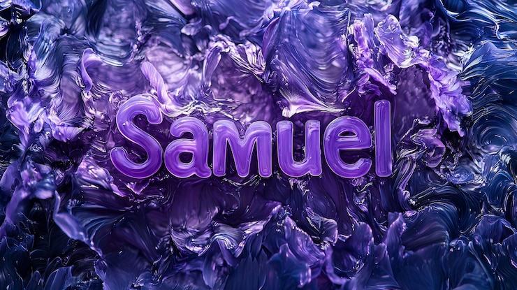 Foto violet tarjeta postal con nombre personalizado perfecta para la decoración el nombre de samuel hecho en letras texturadas
