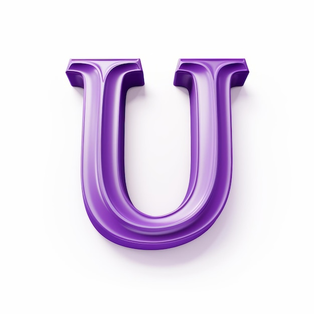 Foto violet vector letter u foto de goma ultra realista sobre un fondo blanco
