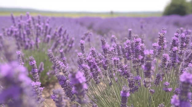 Violette Lavendelfeldblumen Landschaft generative ai