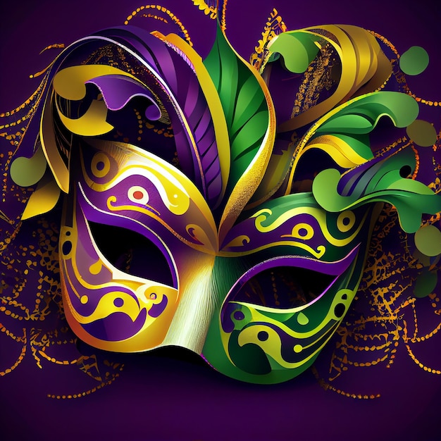 Violetter Mardi Gras Carnaval Hintergrund mit Maske Generative AI