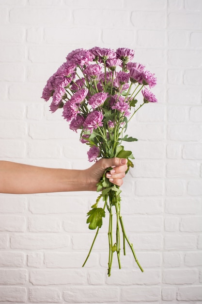 Violettes Bouquet von Chrysanthemenblüten