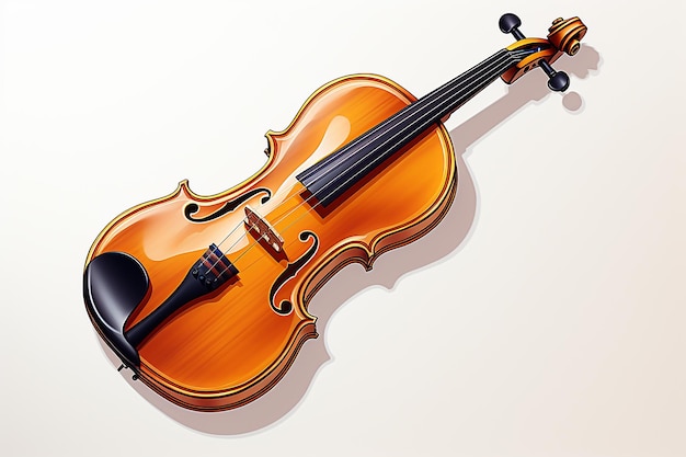 un violín con un arco en la parte delantera y la parte superior