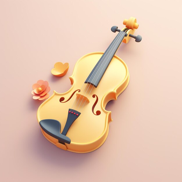 Foto violín de dibujos animados en 3d