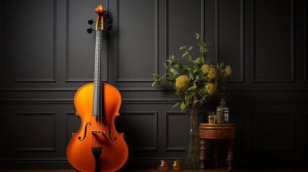 violín con fondo negro