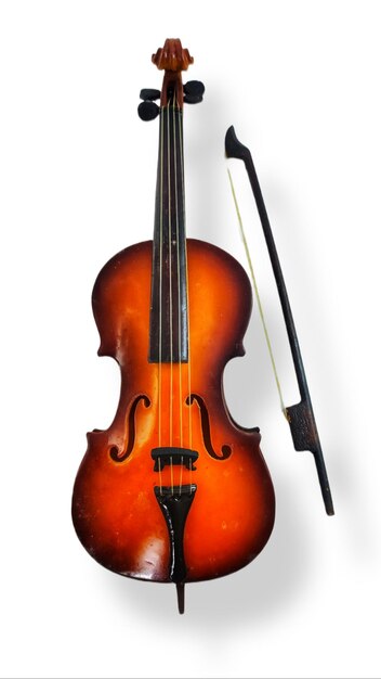 Foto violín en miniatura aislado sobre un fondo blanco