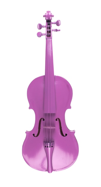 Violín púrpura aislado sobre fondo blanco.