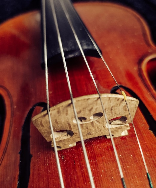 Foto un violín tiene una cuerda que tiene la palabra violín.