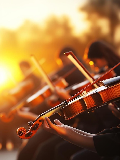 Foto violinistas a tocar num concerto de música clássica