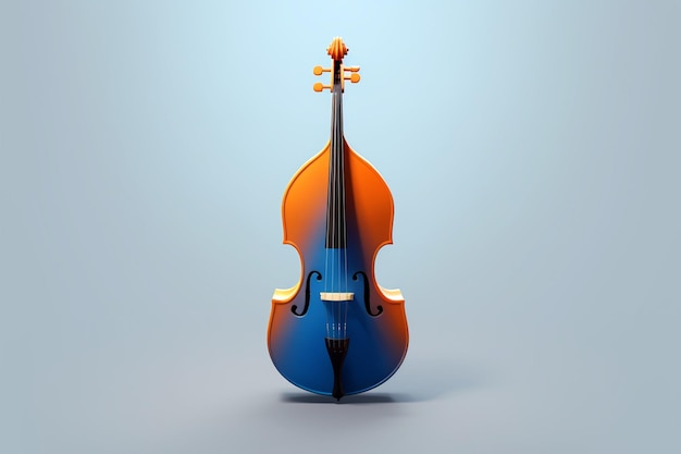 violino arafado com um arco em um fundo azul generativo ai
