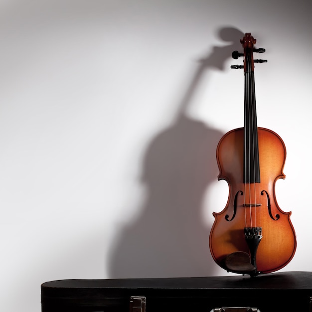 Violino com sombra suave e espaço de cópia