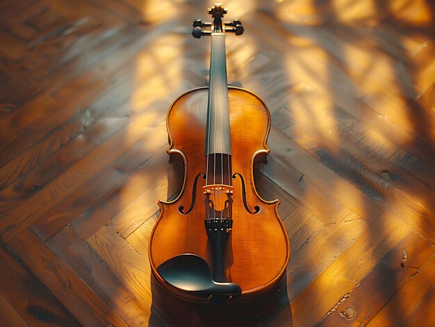 Violino como silhueta Sombra Cast de cordas e arco F de madeira Foto criativa de fundo elegante