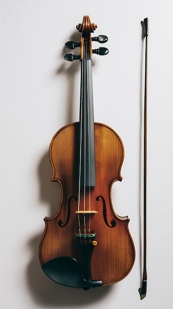 Violino e arco em fundo branco