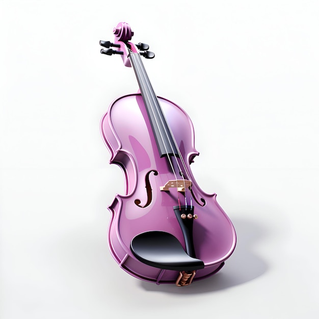 violino rosa sobre um fundo branco imagem render 3D