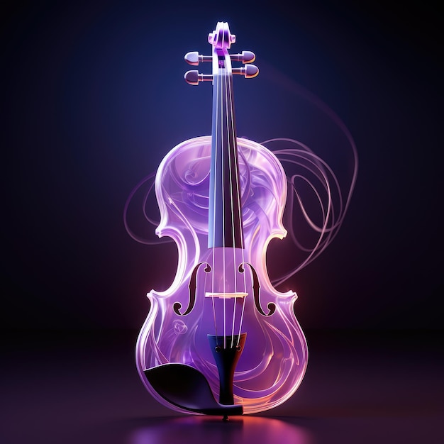 Violino roxo caprichoso com cordas translúcidas