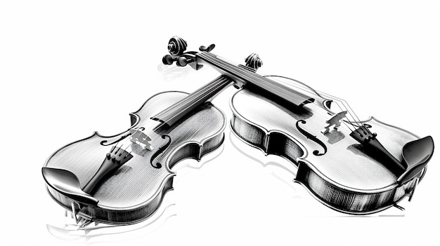 Violinos preto e branco, linhas vetoriais claras e grossas, estilo de página de coloração IA generativa