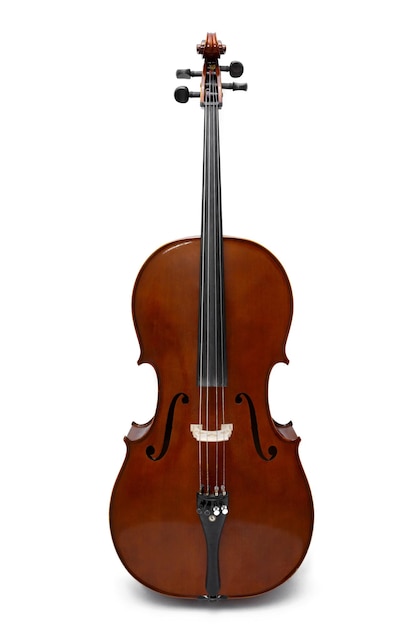 Violoncelo de madeira clássico com laço marrom