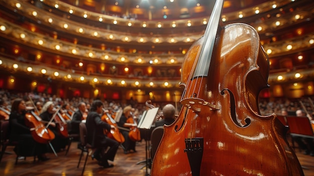 Foto violoncelo no palco