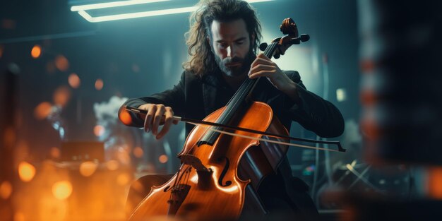 violonchelista tocando el violonchelo IA generativa