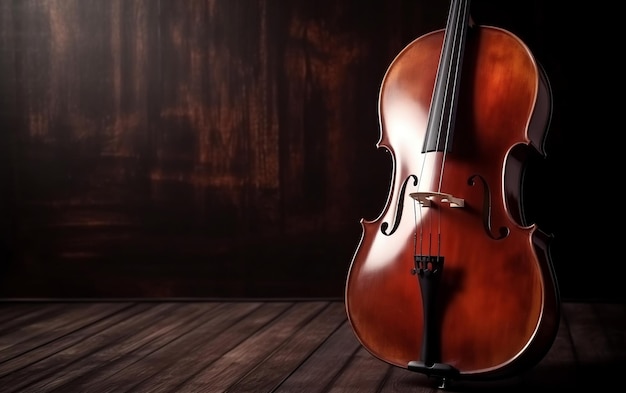 Un violonchelo sobre un fondo oscuro