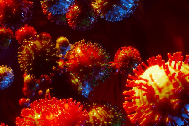Viren, Bakterien oder 2019-ncov-Zellen verbreiten sich im Blutkreislauf. 3D-Renderbild