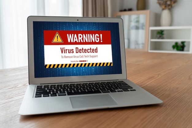 Virenwarnung auf dem Computerbildschirm hat eine modische Cyberbedrohung erkannt