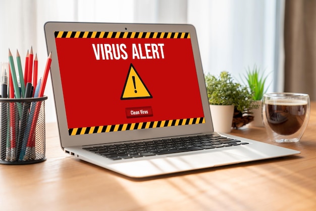 Virenwarnung auf dem Computerbildschirm hat eine modische Cyberbedrohung erkannt