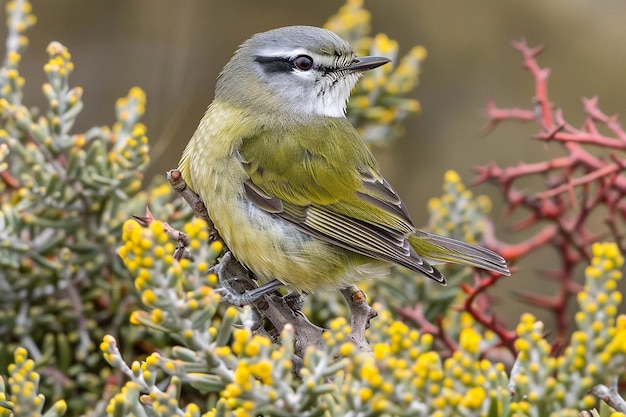 Foto un vireo en un arbusto denso