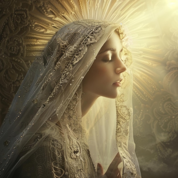 Virgem Maria, um símbolo de fé e devoção, uma figura icônica no cristianismo, representando pureza, graça e maternidade divina, reverenciada por crentes em todo o mundo por seu significado sagrado.