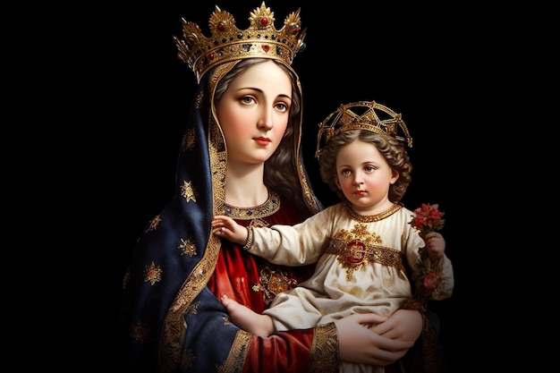 Virgen del Carmen Heilige Jungfrau Maria Glaube Bibel Theologie Mutter Gottes Christentum Karmel Mutter Jesu Christi Eine der zentralen Figuren der europäischen und Weltkultur Generative KI