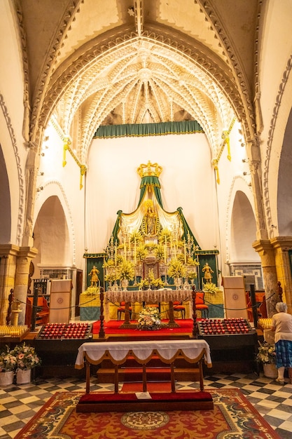 Virgen en el interior de la iglesia o catedral de Vejer de la Frontera Cádiz Andalucía