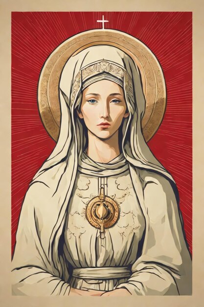 Foto la virgen maría ilustración de arte vectorial minimalista