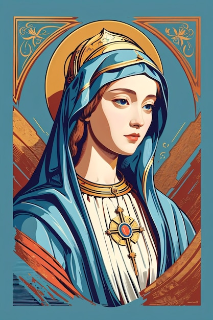 La Virgen María Ilustración de arte vectorial minimalista