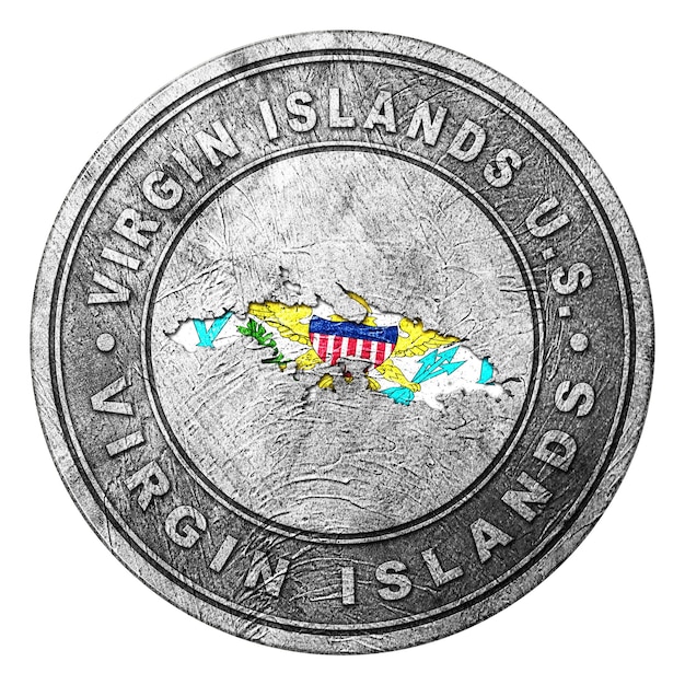 Virgin Islands US Flag Button with Map