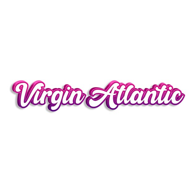 VirginAtlantic tipografía diseño 3d amarillo rosa blanco fondo foto jpg.