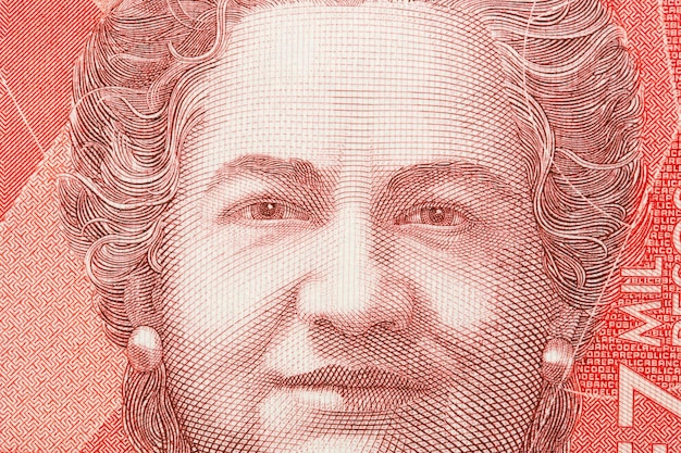 Virginia Gutierrez de Pineda, um retrato em close-up da moeda colombiana