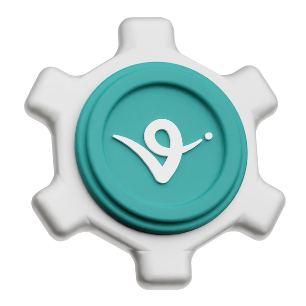 virtual protocol crypto token 3d icon isolated on the white background