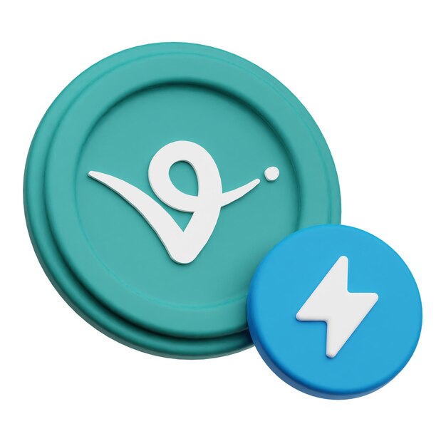 virtual protocol crypto token 3d icon isolated on the white background
