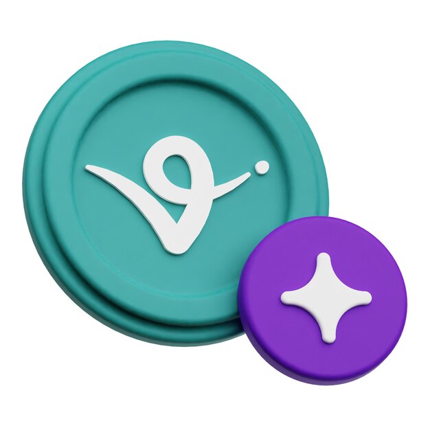 virtual protocol crypto token 3d icon isolated on the white background