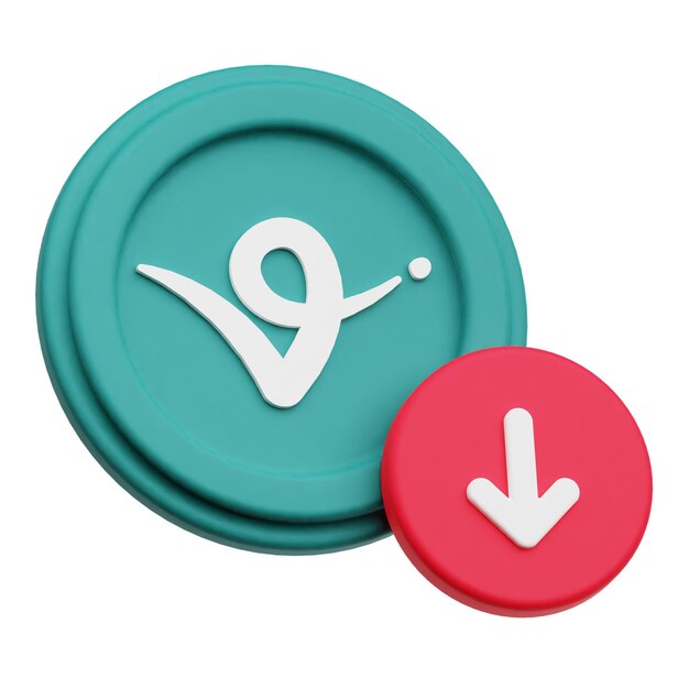 virtual protocol crypto token 3d icon isolated on the white background
