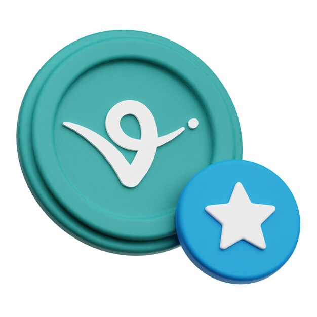 virtual protocol crypto token 3d icon isolated on the white background