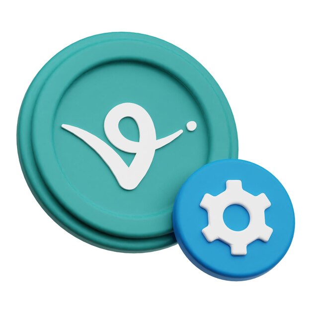 virtual protocol crypto token 3d icon isolated on the white background