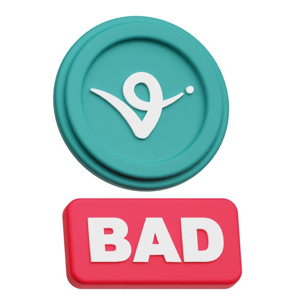 virtual protocol crypto token 3d icon isolated on the white background