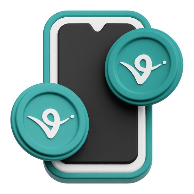 virtual protocol crypto token 3d icon isolated on the white background
