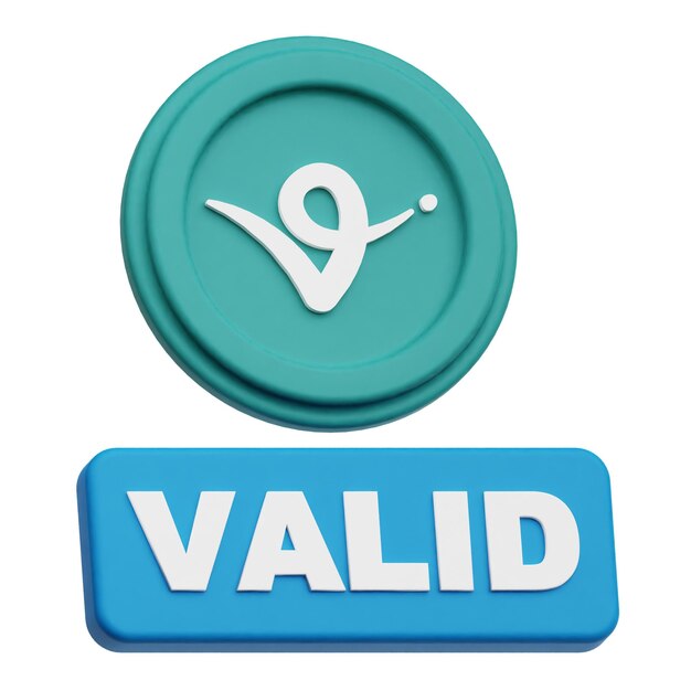 virtual protocol crypto token 3d icon isolated on the white background