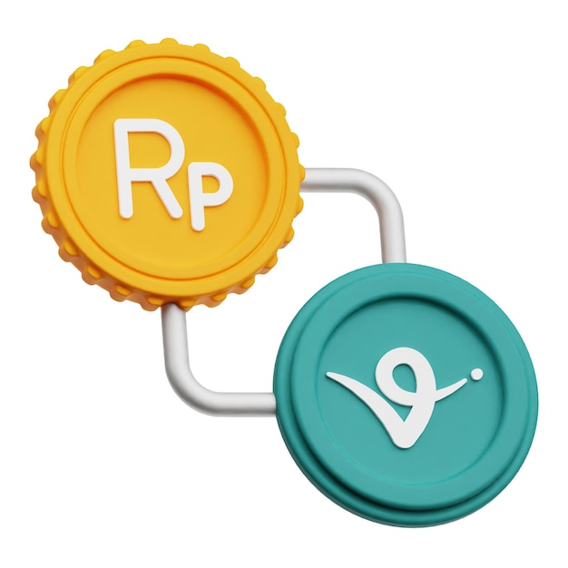 virtual protocol crypto token 3d icon isolated on the white background