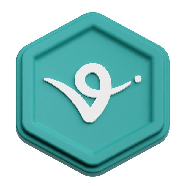 virtual protocol crypto token 3d icon isolated on the white background