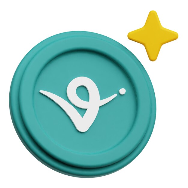 virtual protocol crypto token 3d icon isolated on the white background