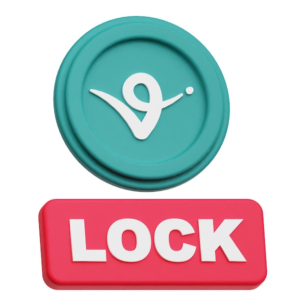 virtual protocol crypto token 3d icon isolated on the white background