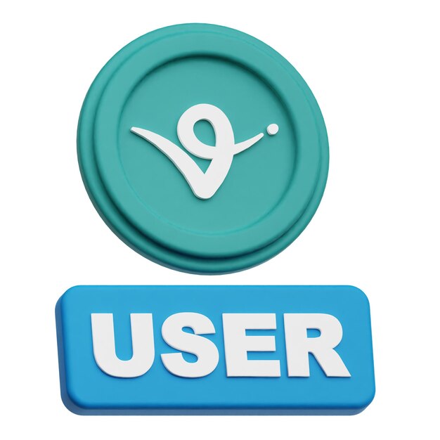 virtual protocol crypto token 3d icon isolated on the white background